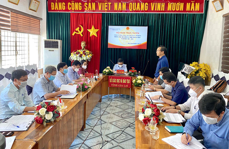 Quang cảnh hội nghị tại điểm cầu Sở GD-ĐT. Ảnh: Mộc Trà