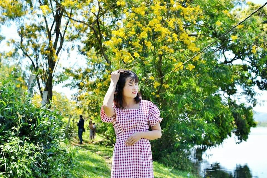 Du khách đến tham quan và chụp ảnh cùng hoa muồng vàng tại thôn Tây Hồ (xã Bàu Cạn, huyện Chư Prông). Ảnh: Võ Thanh Thảo Du khách từ TP. Pleiku đến thôn Tây Hồ (xã Bàu Cạn, huyện Chư Prông) để thưởng ngoạn mùa hoa vàng trên cao nguyên. Ảnh: Võ Thanh Thảo