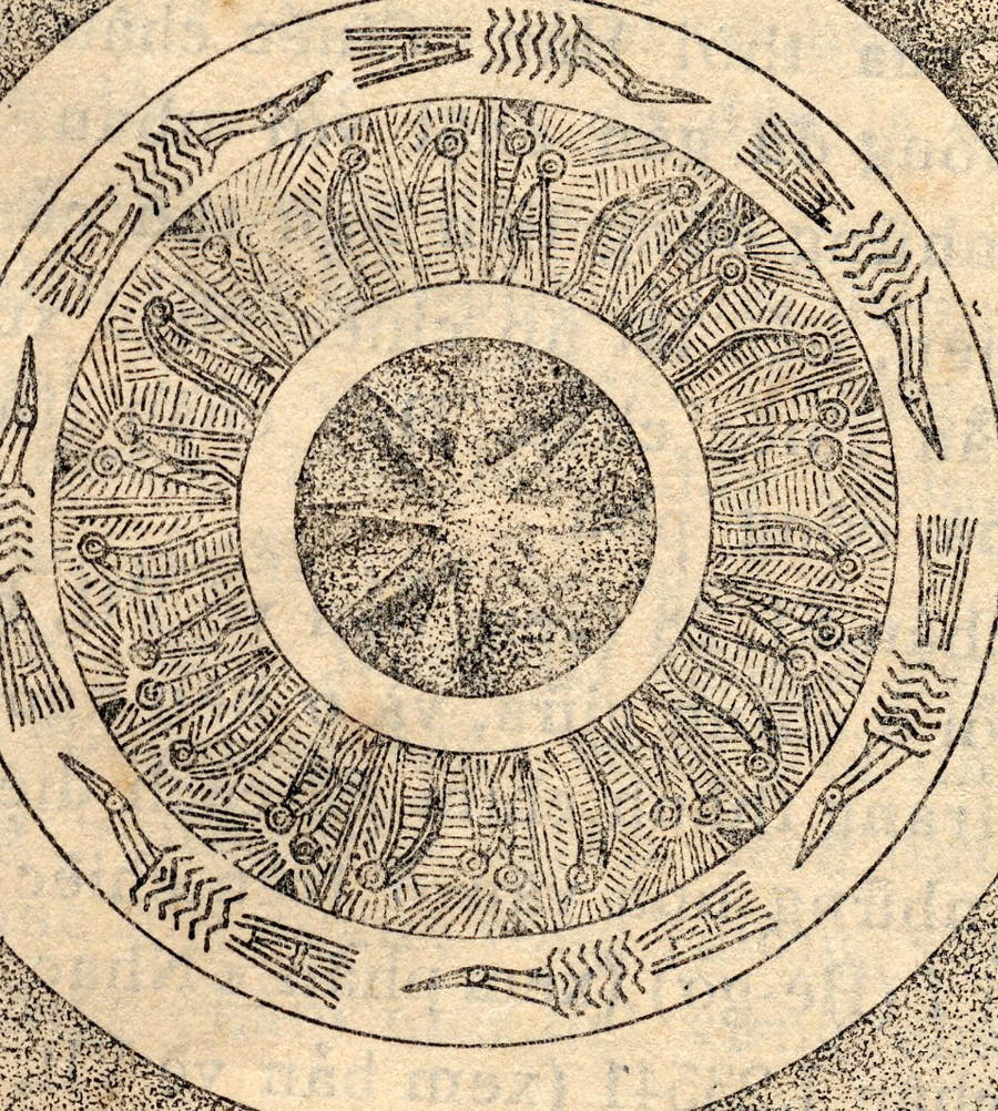 Hoa văn Đông Sơn ở đáy chậu trống thời Bắc thuộc. Nguồn: Lê Văn Lan