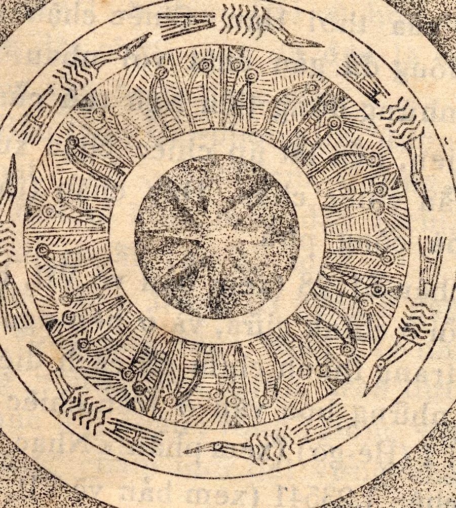 Hoa văn Đông Sơn ở đáy chậu trống thời Bắc thuộc. Nguồn: Lê Văn Lan