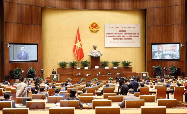 Thường trực Ban Bí thư Võ Văn Thưởng phát biểu. (Ảnh: Doãn Tấn/TTXVN) Thường trực Ban Bí thư Võ Văn Thưởng phát biểu. (Ảnh: Doãn Tấn/TTXVN)