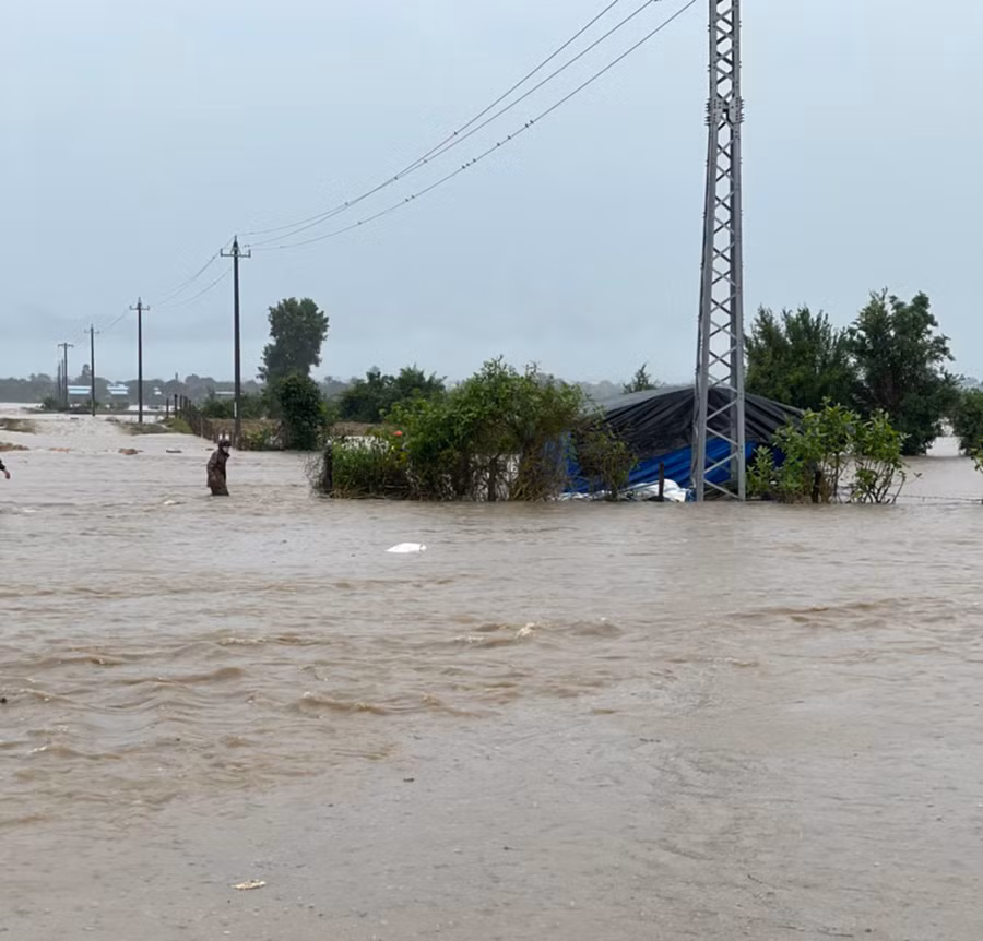 Mưa lớn gây ngập nhiều nơi trên địa bàn huyện Krông Pa. Ảnh: Lê Nam