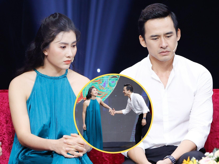 Lương Thế Thành bất ngờ khi được MC Đại Nghĩa yêu cầu diễn lại cảnh ‘tình tứ’ cùng diễn viên Nguyệt Ánh. Ảnh: BTC