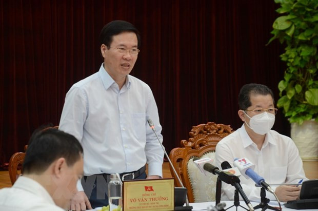 Thường trực Ban Bí thư Võ Văn Thưởng phát biểu chỉ đạo. (Ảnh: Quốc Dũng/TTXVN) Thường trực Ban Bí thư Võ Văn Thưởng phát biểu chỉ đạo. (Ảnh: Quốc Dũng/TTXVN)