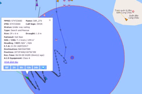 Vị trí 2 tàu va chạm.