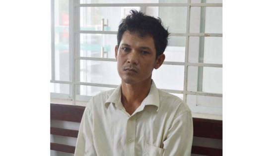Đối tượng Hoàng tại cơ quan điều tra.