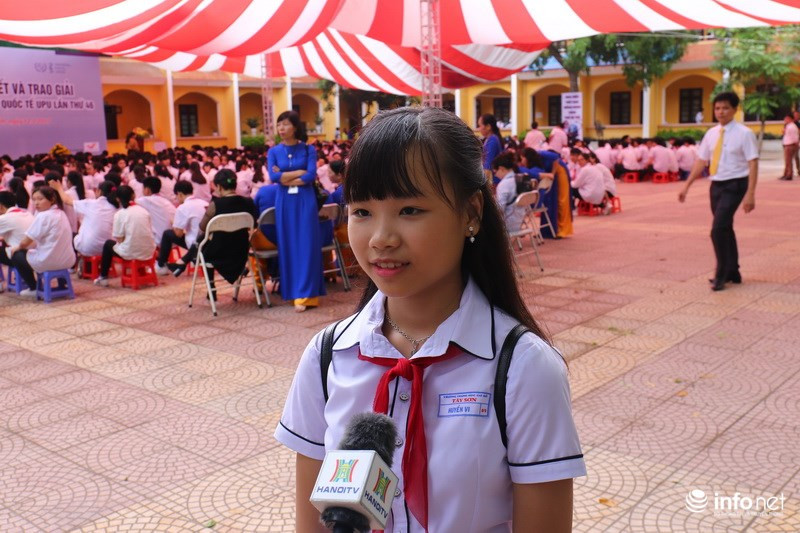 Nguyễn Đỗ Huyền Vi, tác giả bức thư đạt giải nhất. Nguyễn Đỗ Huyền Vi, tác giả bức thư đạt giải nhất.