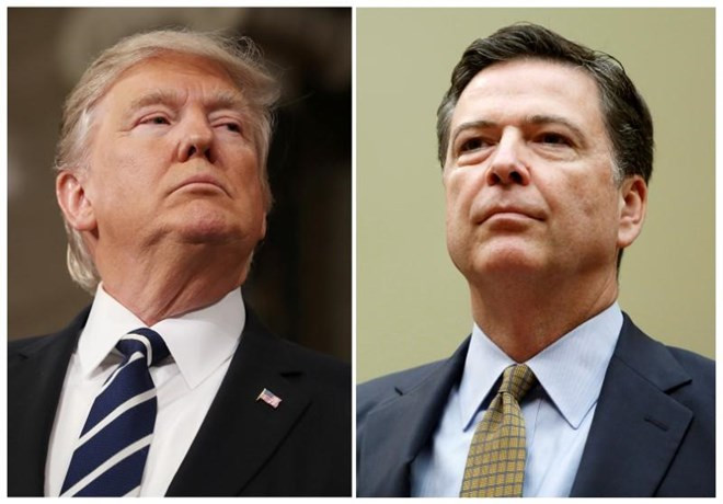Cựu Giám đốc FBI James Comey (phải) và Tổng thống Mỹ Donald Trump. (Nguồn: Reuters)