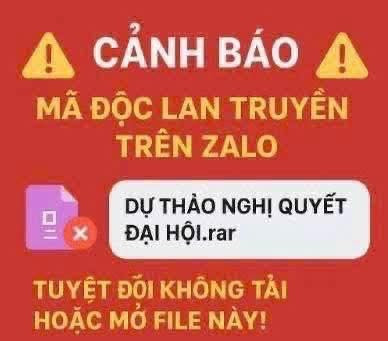 Cơ quan Công an khuyến cáo mọi người tuyệt đối không tải, không mở tập tin chứa mã độc nói trên. Ảnh: ĐVCC canh-bao-ma-doc.jpg