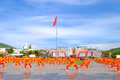 Đoàn võ sinh của tỉnh Gia Lai tham gia đồng diễn với lực lượng đông đảo. Ảnh: Đoan Ngọc