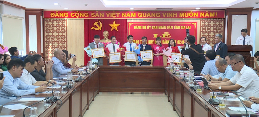 Quang cảnh trao huy hiệu. Ảnh: Công Nãng 288-trao-huy-hieu.jpg
