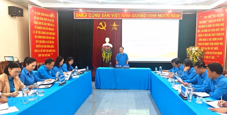 Đồng chí Nguyễn Hoàng Phong (đứng)-Tỉnh ủy viên, Ủy viên Ban Chấp hành Tổng LĐLĐ Việt Nam, Chủ tịch LĐLĐ tỉnh, Trưởng Ban Chỉ đạo phát triển đoàn viên công đoàn tỉnh chủ trì hội nghị. Ảnh: Mỹ Lệ Đồng chí Nguyễn Hoàng Phong (đứng)-Tỉnh ủy viên, Ủy viên Ban Chấp hành Tổng LĐLĐ Việt Nam, Chủ tịch LĐLĐ tỉnh, Trưởng Ban Chỉ đạo phát triển đoàn viên công đoàn tỉnh chủ trì hội nghị. Ảnh: Mỹ Lệ