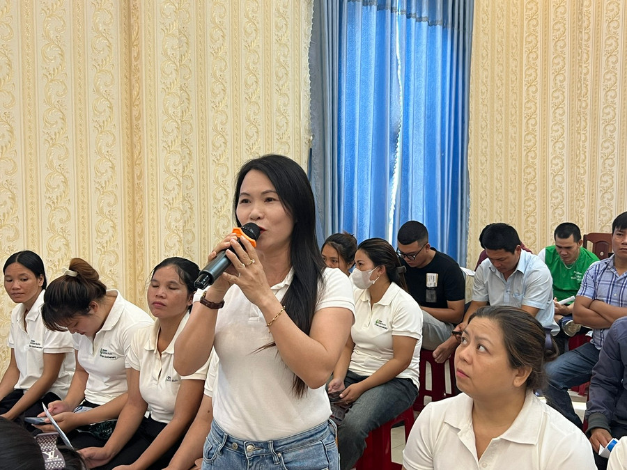 Đoàn viên, người lao động tham gia ý kiến tại chương trình đối thoại. Ảnh: Đinh Yến Đoàn viên, người lao động tham gia ý kiến tại chương trình đối thoại. Ảnh: Đinh Yến