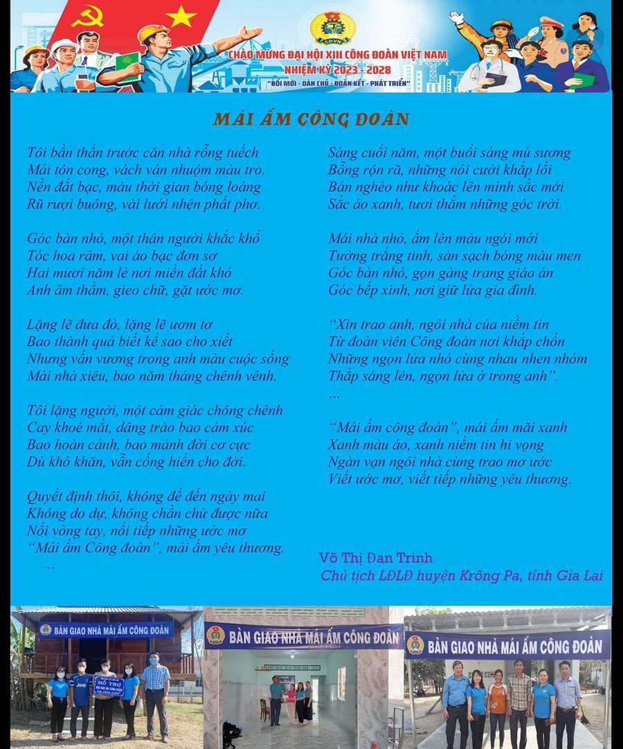 Ở giai đoạn 2 “Trao kỳ vọng”, Chủ tịch LĐLĐ huyện Krông Pa Võ Thị Đan Trinh với tác phẩm “Mái ấm Công đoàn” (thơ) đạt giải nhì. Ảnh: Đinh Yến Ở giai đoạn 2 “Trao kỳ vọng”, Chủ tịch LĐLĐ huyện Krông Pa Võ Thị Đan Trinh với tác phẩm “Mái ấm Công đoàn” (thơ) đạt giải nhì. Ảnh: Đinh Yến