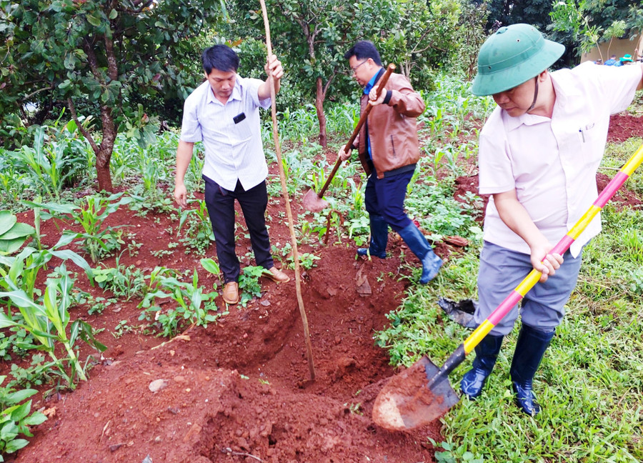 Đại diện lãnh đạo UBND huyện, các ban, ngành, hội, đoàn thể huyện Đức Cơ ra quân trồng cây tại Khu Di tích lịch sử Chiến thắng Chư Ty. Ảnh: Đinh Yến Đại diện lãnh đạo UBND huyện, các ban, ngành, hội, đoàn thể huyện Đức Cơ ra quân trồng cây tại Khu Di tích lịch sử Chiến thắng Chư Ty. Ảnh: Đinh Yến