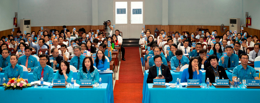 Các đại biểu dự Đại hội CĐVC tỉnh Gia Lai lần thứ V, nhiệm kỳ 2023-2028. Ảnh: Đinh Yến