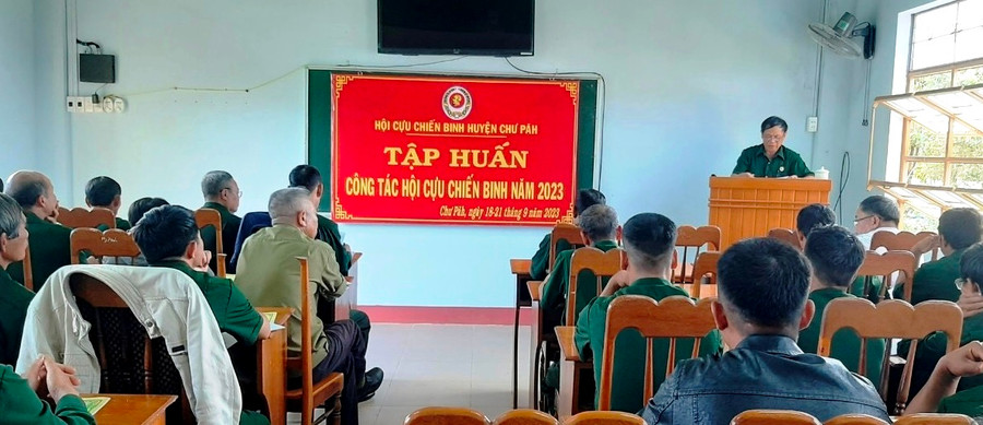 123 cán bộ Hội CCB cơ sở tham gia lớp tập huấn công tác Hội. Ảnh: Đinh Yến