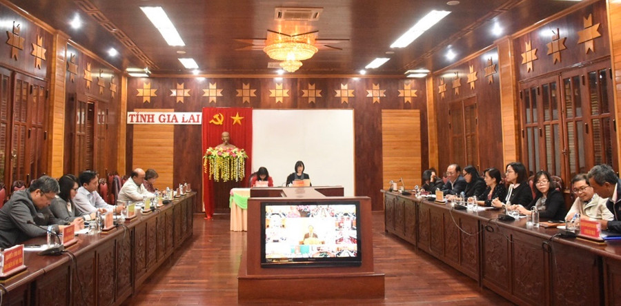 Toàn cảnh hội nghị tại điểm cầu tỉnh Gia Lai. Ảnh: Đinh Yến Toàn cảnh hội nghị tại điểm cầu tỉnh Gia Lai. Ảnh: Đinh Yến