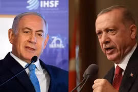 Thủ tướng Israel Benjamin Netanyahu (trái) và Tổng thống Thổ Nhĩ Kỳ Recep Tayyip Erdogan. Ảnh: CGTN