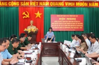 Phó Chủ tịch UBND tỉnh Nguyễn Thị Thanh Lịch-Trưởng Ban Chỉ đạo 515 tỉnh chủ trì hội nghị. Ảnh: M.Đ.D