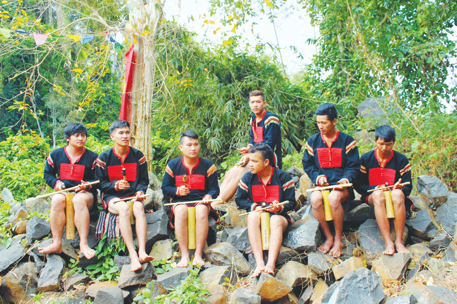 Chiêng tre được đánh trong các nghi lễ truyền thống của buôn làng Ê Đê. Ảnh: D.Y.T Chiêng tre được đánh trong các nghi lễ truyền thống của buôn làng Ê Đê. Ảnh: D.Y.T