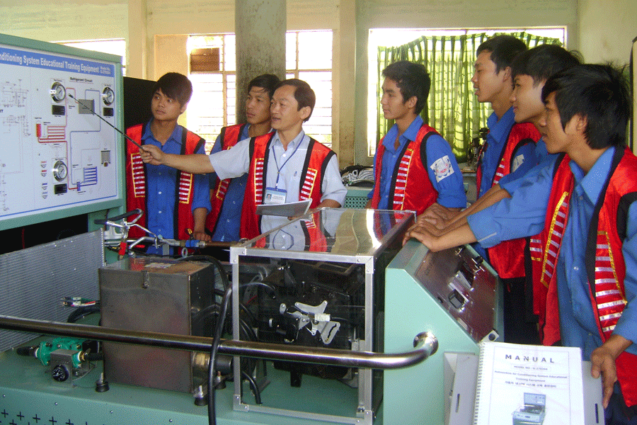 Sinh viên Trường Cao đẳng Nghề Gia Lai trong một giờ thực hành. Ảnh: Đinh Yến