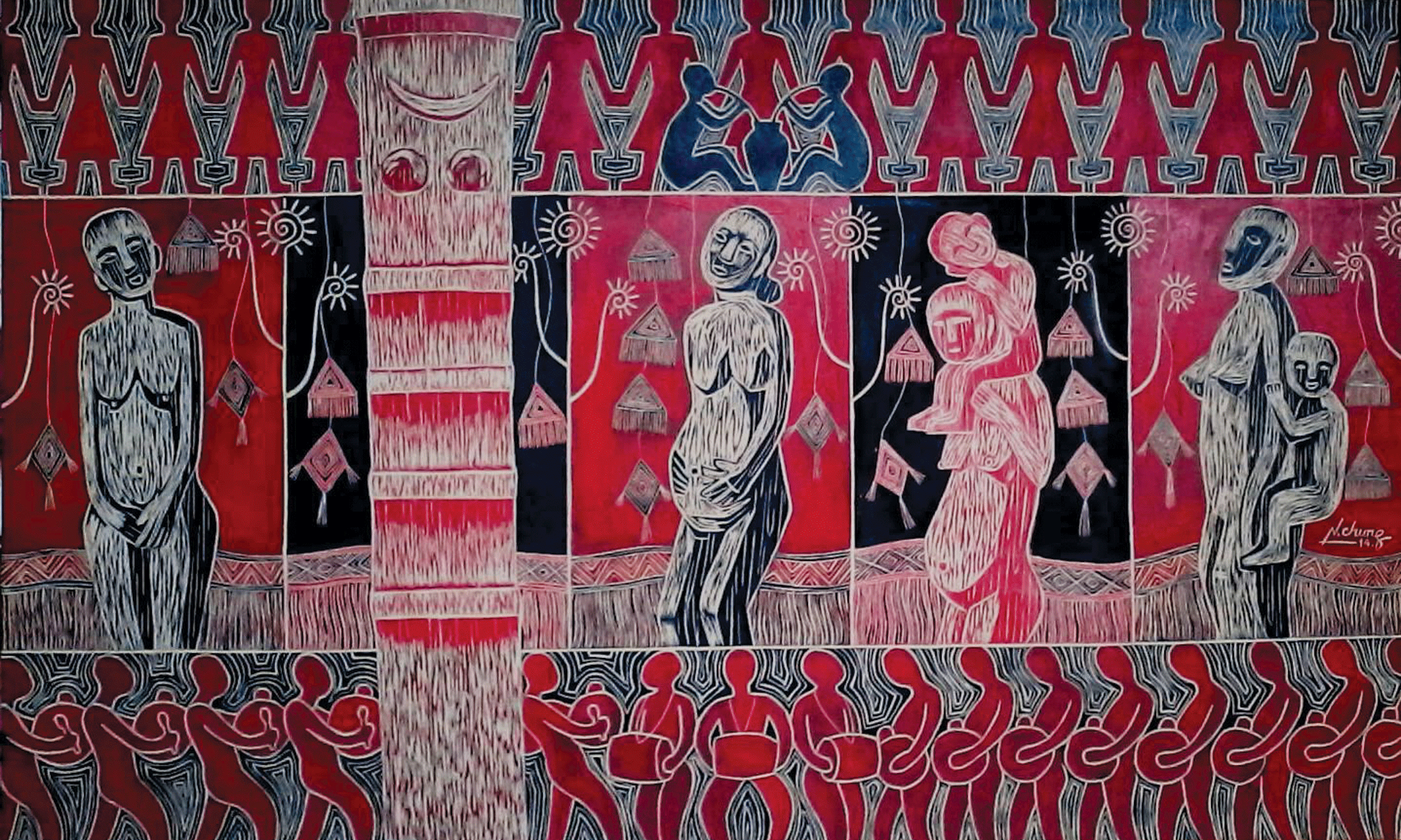 Tác phẩm “Sức sống đại ngàn” (khắc gỗ) của Nguyễn Văn Chung.