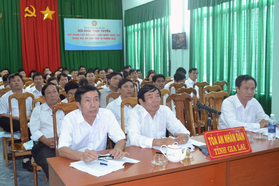 Tòa án nhân dân tỉnh tổ chức tập huấn các bộ luật. Ảnh: H.C Tòa án nhân dân tỉnh tổ chức tập huấn các bộ luật. Ảnh: H.C