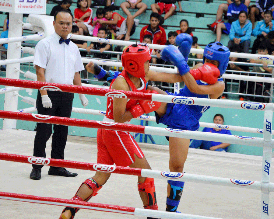 Thi đấu đối kháng tại Giải Vô địch trẻ toàn quốc Kich boxing năm 2018. Ảnh: M.V Thi đấu đối kháng tại Giải Vô địch trẻ toàn quốc Kich boxing năm 2018. Ảnh: M.V