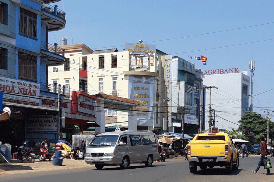 Một góc thị trấn Chư Ty (huyện Đức Cơ) hôm nay. Ảnh: Văn Đồng