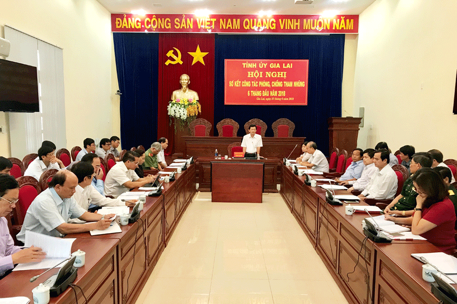 Quang cảnh Hội nghị sơ kết công tác phòng-chống tham nhũng 6 tháng đầu năm. Ảnh: Hà Duy