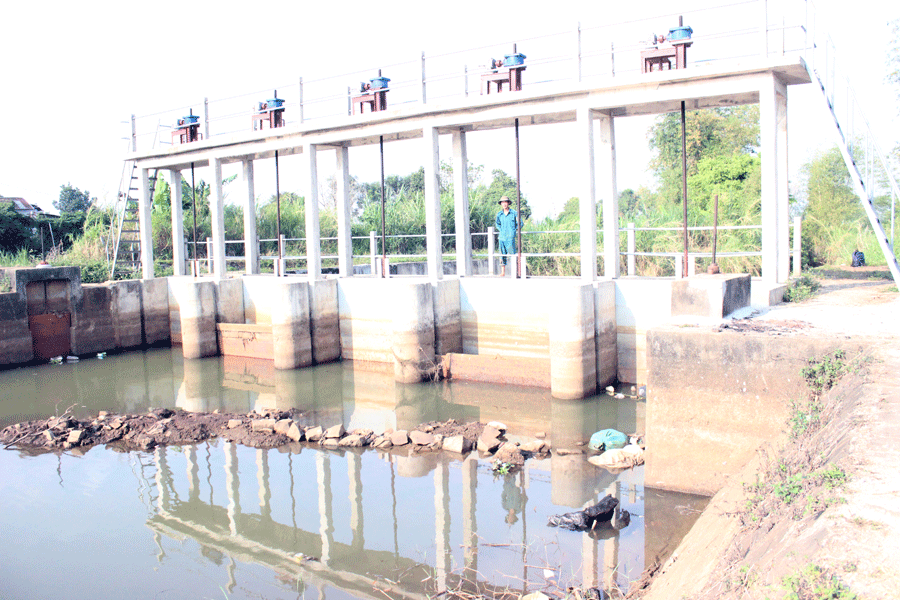 Đập dâng An Phú đã cạn kiệt nguồn nước. Ảnh: N.D