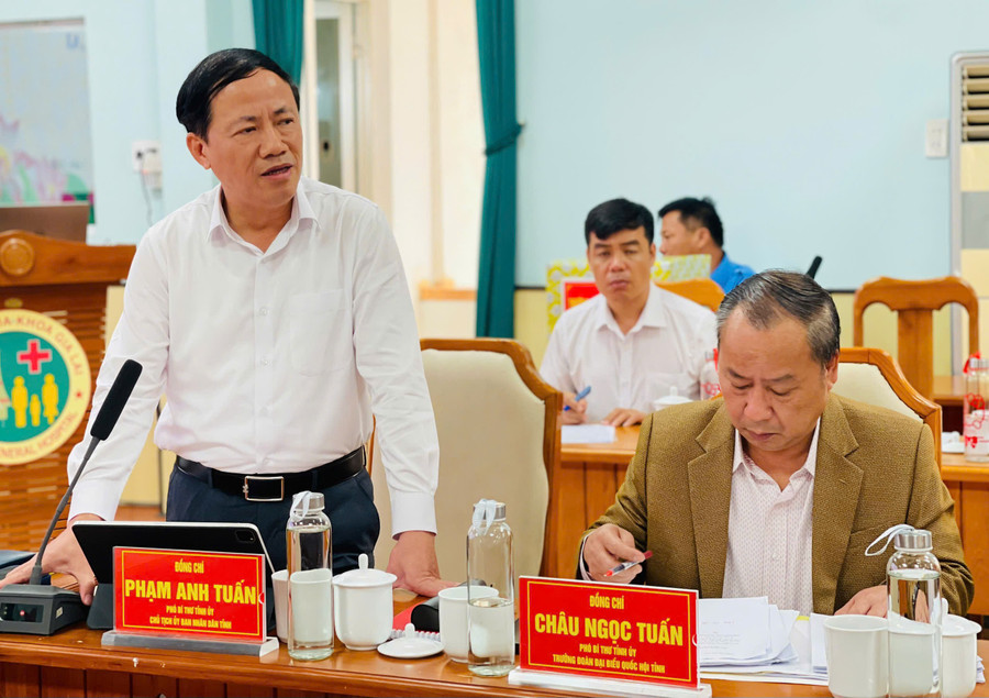 Chủ tịch UBND tỉnh Phạm Anh Tuấn phát biểu tại buổi làm việc. Ảnh: A.H z6848810174263-53a60e043ec94008fda1f72fcb497918.jpg