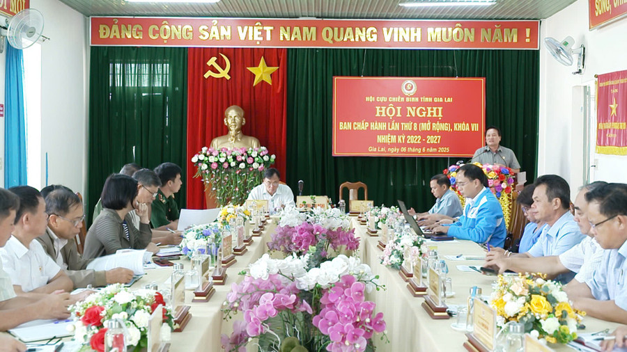 Quang cảnh Hội nghị Ban Chấp hành lần thứ 8 (mở rộng), khóa VII, nhiệm kỳ 2022-2027 Ảnh: Minh Trung quang-canh-hoi-cuu-chien-binh-tinh-gia-lai-to-chuc-hoi-nghi-ban-chap-hanh-lan-thu-8-mo-rong-khoa-vii-nhiem-ky-2022-2027.jpg