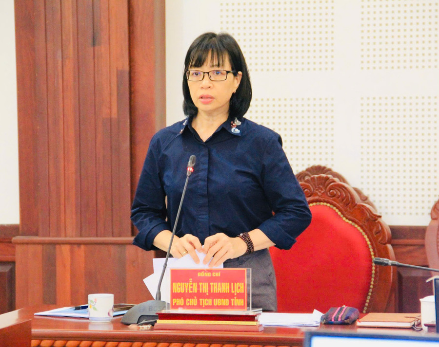 Phó Chủ tịch UBND tỉnh Nguyễn Thị Thanh Lịch thông tin về các trường học, nhà ở công vụ tại các xã biên giới trên địa bàn tỉnh. Ảnh: A.H z6821273948541-b6d55a580b911ee46f06c72bac71e913.jpg