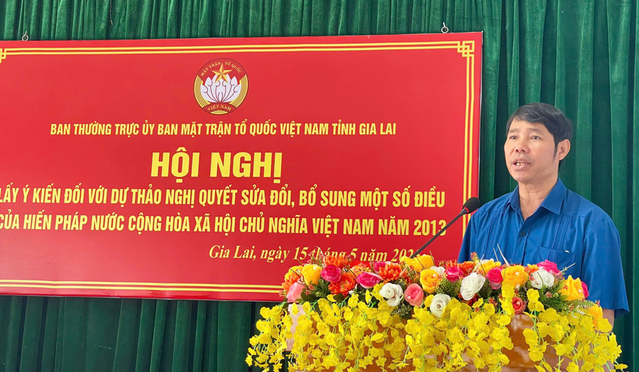 Chủ tịch Ủy ban MTTQ Việt Nam tỉnh Trần Minh Sơn phát biểu tại hội nghị. Ảnh: A.H z6603044363011-06c67b2db5c4874073c9109af6ccc677.jpg