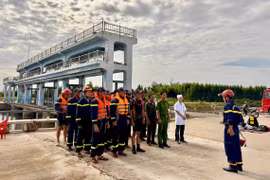 Thực tập phương án cứu hộ tai nạn đuối nước tại đập An Thuận