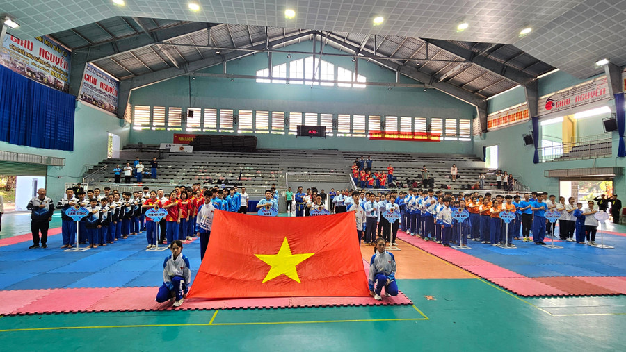 Quang cảnh lễ khai mạc giải Vô địch Vovinam miền Trung-Tây Nguyên lần thứ 3 năm 2025. Ảnh: Ngọc Duy quang-canh-le-khai-mac-giai-vo-dich-vovinam-mien-trung-tay-nguyen-lan-thu-3-nam-2025-anh-ngoc-duy.jpg
