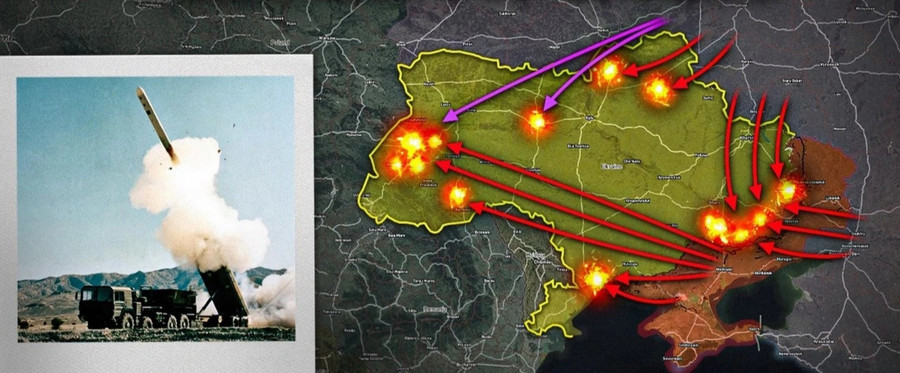 Bản đồ chiến sự Nga-Ukraine ngày 5-10. Trong đó, Matxcơva phát động đòn tập kích đường không quy mô lớn vào hàng loạt mục tiêu sâu trong lãnh thổ đối phương, đặc biệt là ở miền Tây nước này. Ảnh: Military Summary u3.jpg