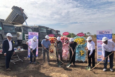Công ty Cổ phần Phát triển Chăn nuôi Công nghệ cao FAGO FARM Việt Nam khởi công xây dựng dự án Trang trại heo công nghệ cao tại xã Ia Me, huyện Chư Prông. Ảnh: Lê Nam
