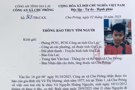 Công an xã Chư Prông thông báo tìm kiếm cháu Nguyên. Ảnh ĐVCC