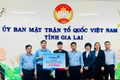 Đại diện VietinBank Chi nhánh KCN Phú Tài trao tặng 2 tỷ đồng hỗ trợ tỉnh Gia Lai khắc phục hậu quả thiên tai. 