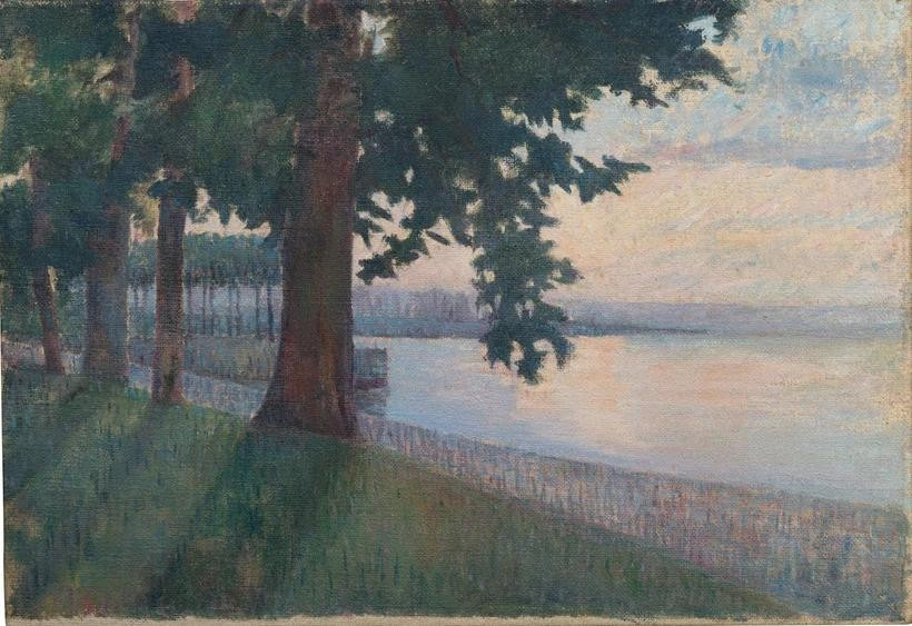 Tác phẩm “Bờ rừng (hồ Geneva)” của Vua Hàm Nghi (sáng tác khoảng 1920), sơn dầu trên toan. (Nguồn: Kâ-Mondo) nhieu-tac-pham-hoi-hoa-cua-vua-ham-nghi-dd.jpg