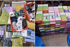 Thuốc lá điện tử và các phụ kiện bị lực lượng chức năng thu giữ.
