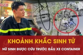 Cảnh sát PCCC cứu nữ sinh trước đầu xe container.