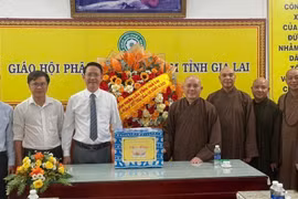 Lãnh đạo Sở Dân tộc và Tôn giáo tỉnh chúc mừng Ban Trị sự GHPGVN tỉnh Gia Lai 