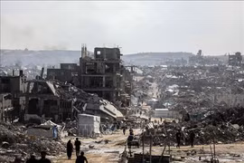 Cảnh đổ nát do xung đột tại Jabalia, phía Bắc Dải Gaza ngày 24-10-2025. 