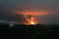 Khoảnh khắc nổ tại bãi phóng và kho chứa Shahed ở Donetsk. Ảnh: The_Real_ITDUDE/X