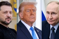 (Từ trái sang) Tổng thống Ukraine Volodymyr Zelensky, Tổng thống Mỹ Donald Trump và Tổng thống Liên bang Nga Vladimir Putin. Ảnh: AP/TTXVN