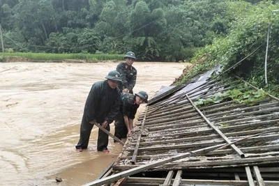 Mưa lũ cuốn trôi nhiều cột điện, hơn 800 hộ dân ở vùng núi Thanh Hóa mất điện